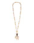Collana lunga con pietre dure multi arancio con pendente a forma di polipo - Mya Accessories