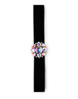 Cintura elastica nera, con fiore in vetro crystal - Mya Accessories