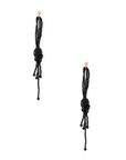 Orecchini pendenti lunghi con fili di microcristalli neri con nodo - Mya Accessories