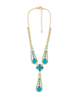 Collana girocollo in metallo con microcristalli in vetro celeste e verde - Mya Accessories