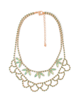Collana girocollo in metallo a due linee con microcristalli in vetro verde - Mya Accessories