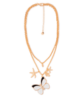 Collana girocollo doppia linea a catena con pendente a farfalla smaltata bianca - Mya Accessories