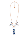 Collana charms pesce in Metallo color Oro - Blu - Bianco - Mya Accessories