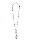Collana lunga con pietre dure multi blu, con pendente a forma di polipo in metallo - Mya Accessories