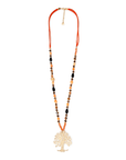 Collana lunga con microcristalli ambra, con pendente ad albero della vita - Mya Accessories