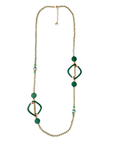 Collana lunga con microcristalli, inserti rombi verdi - Mya Accessories