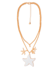 Collana girocollo doppia linea a catena con pendente a stella marina smaltata bianca - Mya Accessories