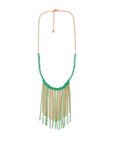 Collana girocollo con microcristalli verdi e frange a catena in ottone - Mya Accessories