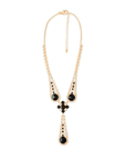 Collana girocollo in metallo con microcristalli in vetro bianchi e neri - Mya Accessories