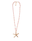 Collana lunga con pietre in vetro rosa e bianco con pendente a stella marina - Mya Accessories