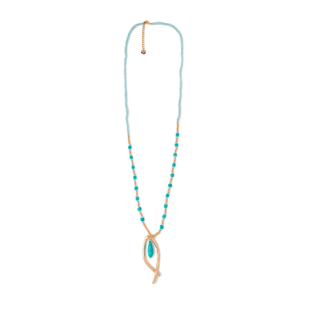 Collana Lunga Vintage Turchese A Goccia - Catena Pendente In Lega Per Donne E Ragazze, Regolabile 60+5 Cm