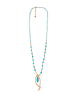 Collana lunga con microcristalli turchesi con pendente a pesce stilizzato con pietra turchese - Mya Accessories