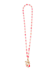 Collana lunga con pietre dure multi rosa, con pendente a forma di polipo in metallo - Mya Accessories