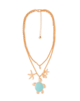Collana girocollo doppia linea a catena con pendente a tartaruga smaltata celeste - Mya Accessories