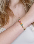 Bracciale in ottone con stelline smaltate e zirconi multicolore - Mya Accessories