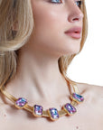 Collana girocollo omega rigida con pietre in vetro lilla - Mya Accessories