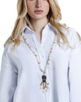 Collana lunga con pietre dure multi arancio con pendente a forma di polipo - Mya Accessories