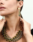Orecchini a catena con pietre verde - Mya Accessories