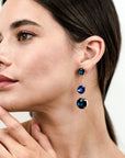 Orecchini pendente con tre pietre multi blu - Mya Accessories