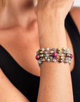 Bracciale a 5 fili con pietre in vetro multi viola - Mya Accessories