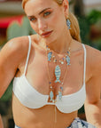 Collana charms pesce in Metallo color Oro - Blu - Bianco - Mya Accessories