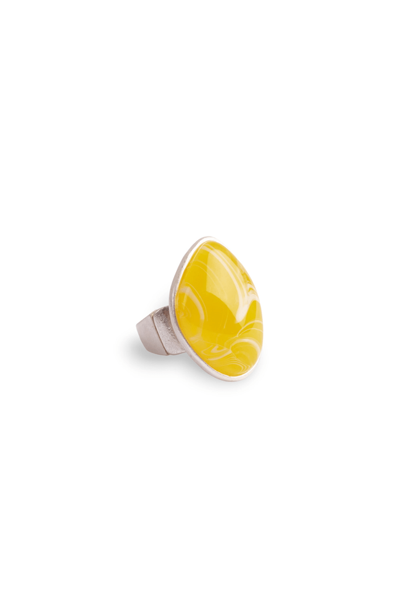 Anello colore argento con pietra gialla - Mya Accessories