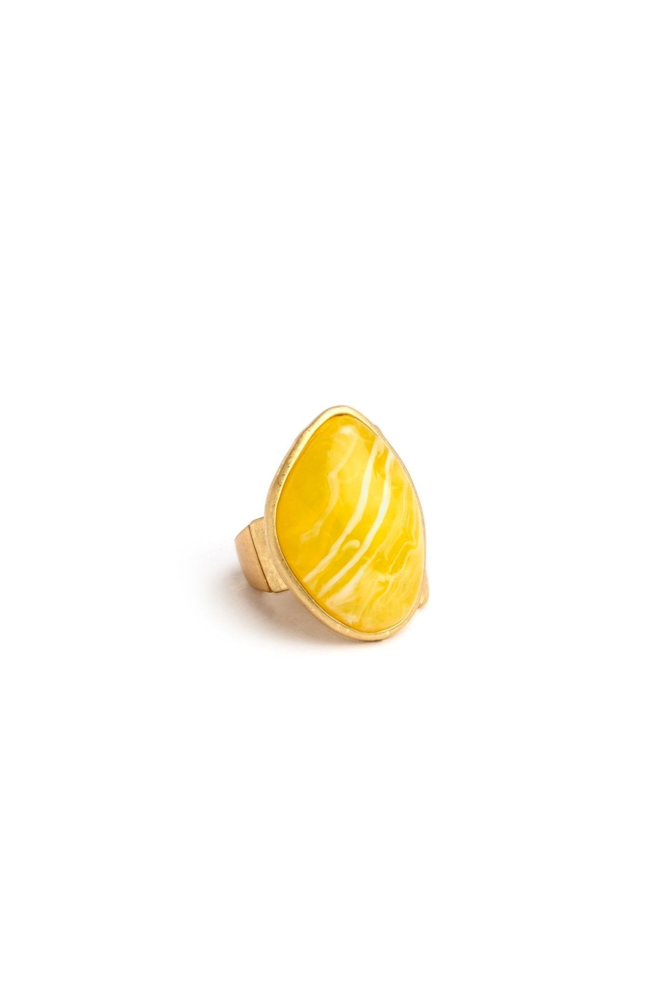 Anello colore oro con pietra gialla - Mya Accessories