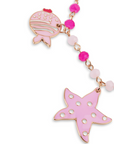 Bracciale con Charm Stella Marina e Pesce Palla in Metallo Oro e Vetro Bianco e Rosa - Mya Accessories