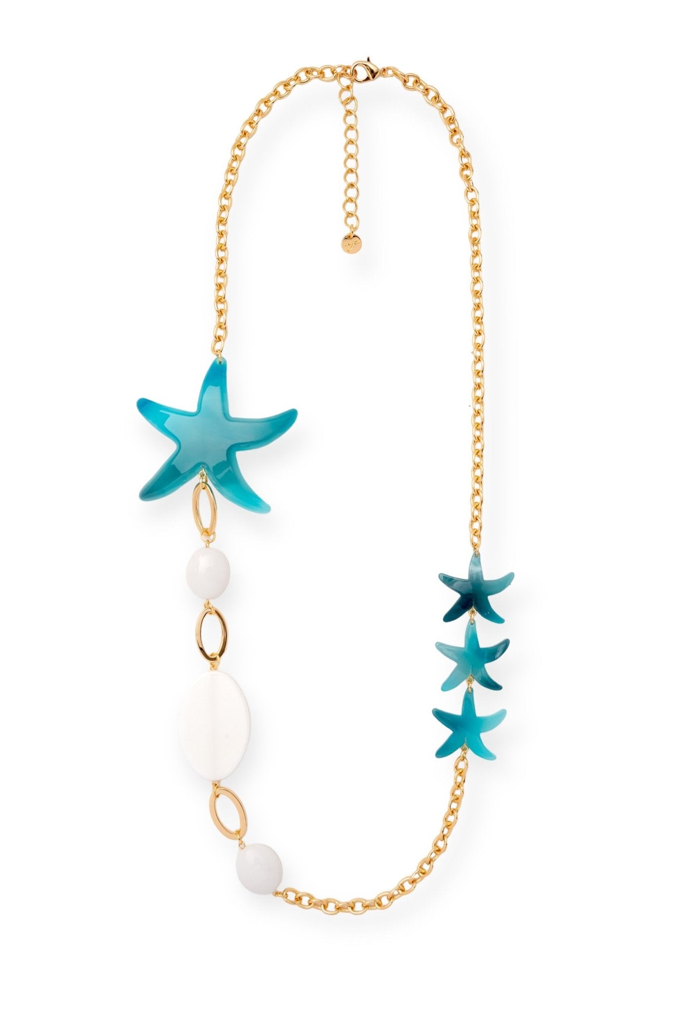 Collana lunga con inserti a forma di stella marina dai toni azzurri - Mya Accessories