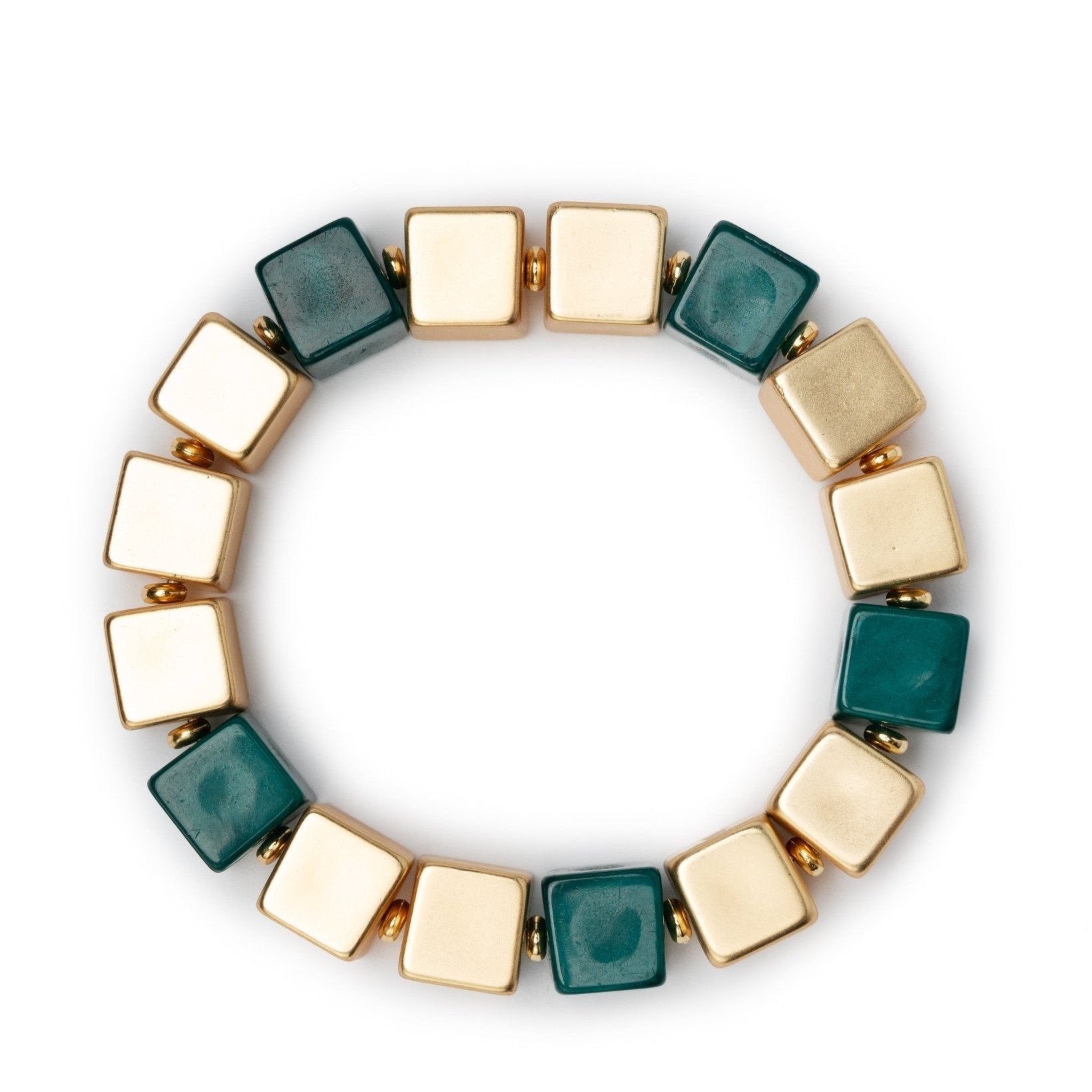 Bracciale elastico a forma di dadi con pietre petrolio - Mya Accessories