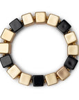 Bracciale elastico a forma di dadi con pietre nero - Mya Accessories
