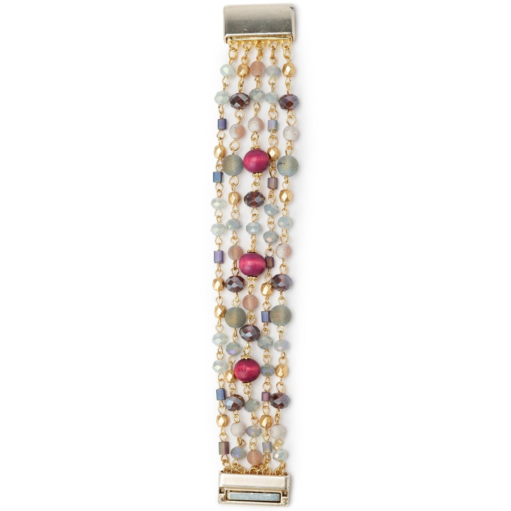 Bracciale a 5 fili con pietre in vetro multi viola - Mya Accessories