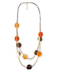 Collana a due fili in corda con inserti in resina multi arancio - Mya Accessories
