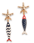 Orecchini stella marina con pesci blu-rossi - Mya Accessories