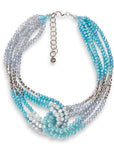 Collana multifilo intrecciata, con microcristalli celeste