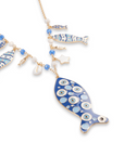 Collana charms pesce in Metallo color Oro - Blu - Bianco - Mya Accessories