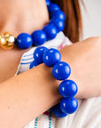 Bracciale con sfere XXL elastico in acrilico blu - Mya Accessories