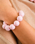 Bracciale con sfere 20 mm elastico in acrilico rosa - Mya Accessories
