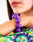 Bracciale con sfere 20 mm elastico in acrilico viola - Mya Accessories