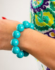 Bracciale con sfere 20 mm elastico in acrilico turchese - Mya Accessories