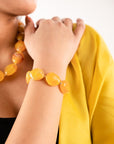 Bracciale elastico pietre acrilico arancio - Mya Accessories