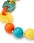 Collana girocollo in acrilico, con sfere gialle, turchese ed arancio - Mya Accessories