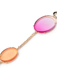 Collana lunga in metallo con inserti circolari in acrilico trasparente fucsia ed arancio - Mya Accessories
