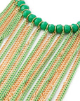 Collana girocollo con microcristalli verdi e frange a catena in ottone - Mya Accessories