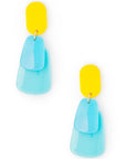 Orecchini pendenti a tre parti in acrilico celeste e giallo - Mya Accessories