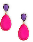 Orecchini in metallo pendenti a goccia con resina trasparente viola e fucsia - Mya Accessories