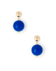 Orecchini in ottone con sfera XXL in acrilico blu - Mya Accessories