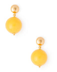 Orecchini in ottone con sfera XXL in acrilico giallo - Mya Accessories