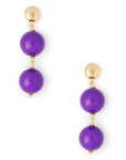 Orecchini in metallo pendenti con due sfere in acrilico viola - Mya Accessories