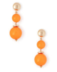 Orecchini con rondelle in metallo pendente con due sfere in acrilico arancio - Mya Accessories